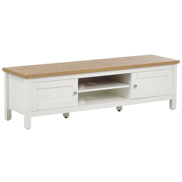 TV Stand White and Light Wood ATOCA