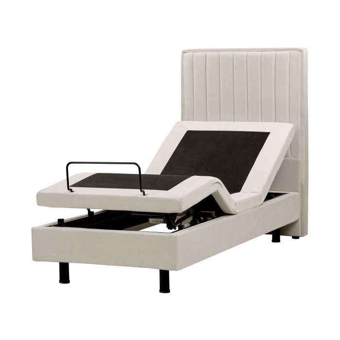 Fabric EU Small Single Adjustable Bed Beige DUKE II