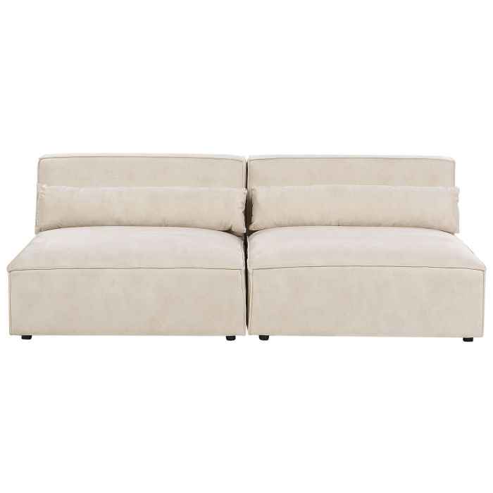 2 Seater Modular Velvet Armless Sofa Beige HELLNAR