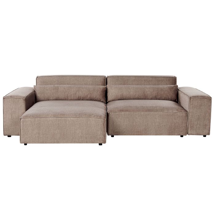 Right Hand 2 Seater Modular Fabric Corner Sofa Brown HELLNAR