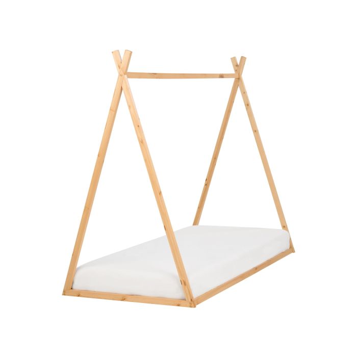 Wooden Kids House Bed EU Single Size Light SAURAT