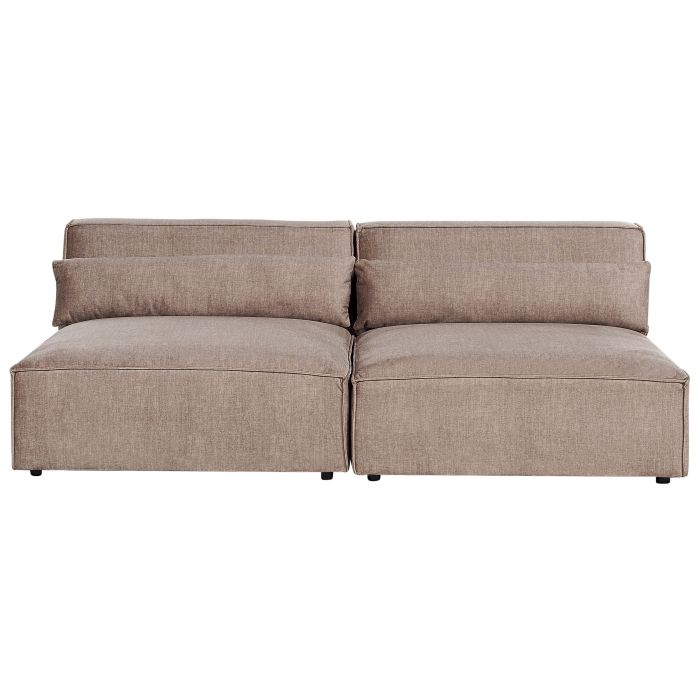 2 Seater Modular Armless Fabric Sofa Brown HELLNAR