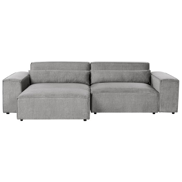 Right Hand 2 Seater Modular Fabric Corner Sofa Grey HELLNAR