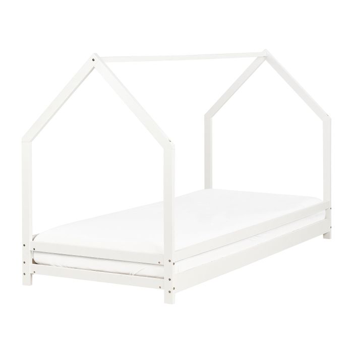 Wooden Kids House Bed EU Single Size White APPY