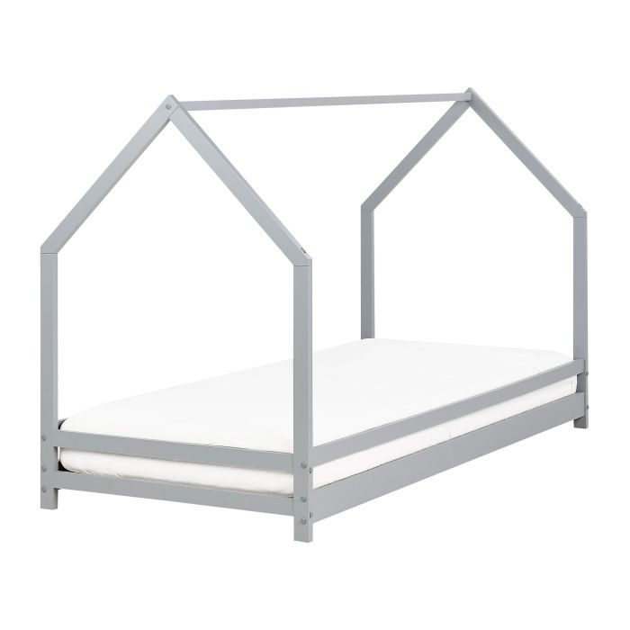 Wooden Kids House Bed EU Single Size Grey APPY