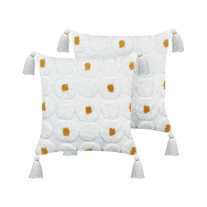 Set of 2 Cotton Cushions 45x45cm White