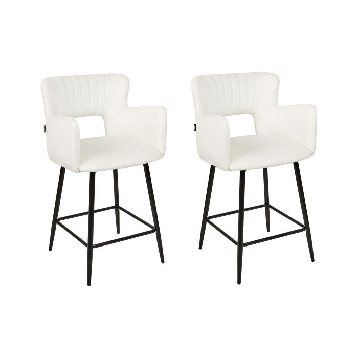 Set of 2 Velvet Bar Chairs White SANILAC