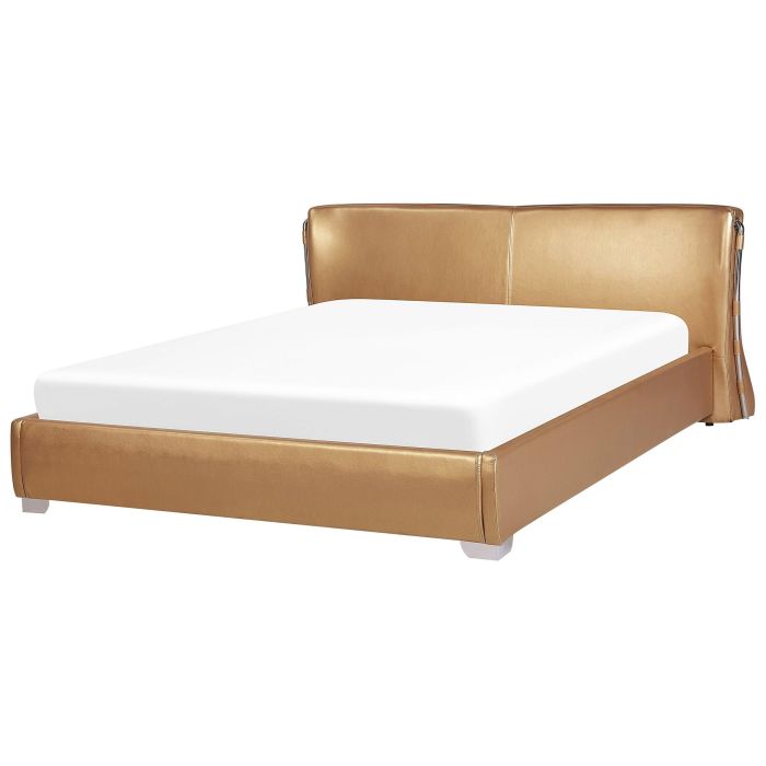 Leather EU Super King Size Waterbed Gold PARIS