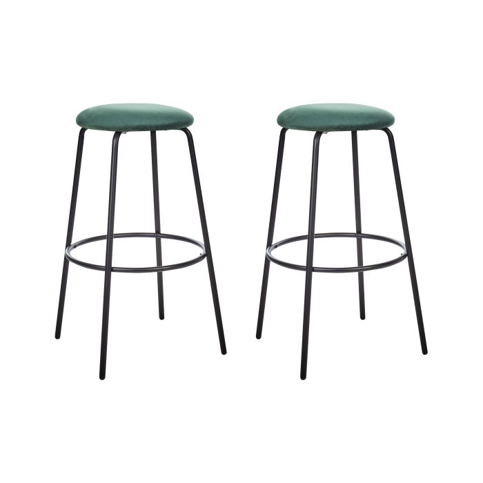 Set of 2 Velvet Bar Stools Green MORTON