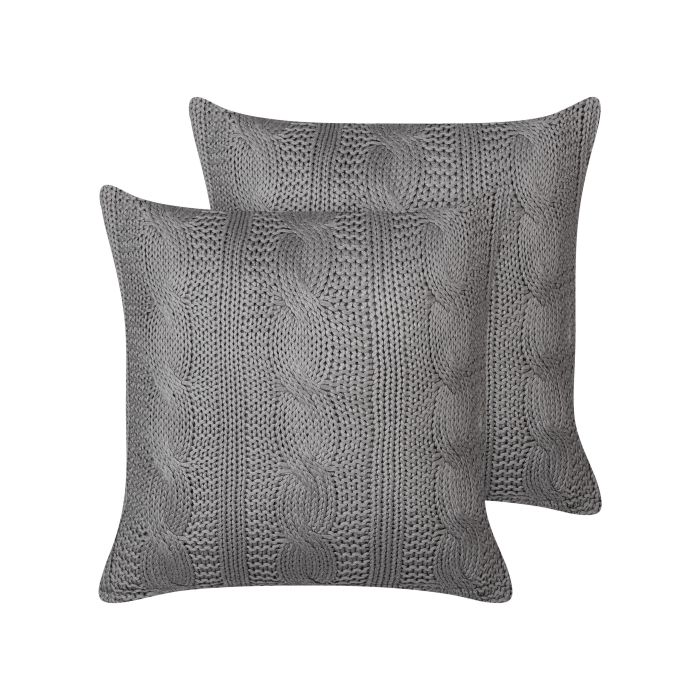 Set of 2 Cotton Cushions 45x45cm Grey