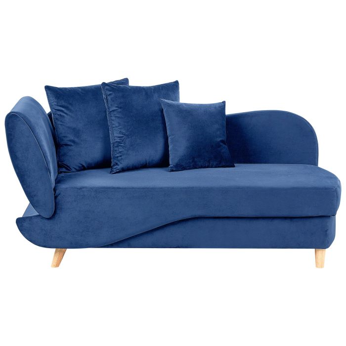 Left Hand Velvet Chaise Lounge with Storage Blue MERI II