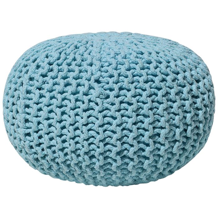 Cotton Knitted Pouffe 40 x 25 cm Light Blue CONRAD