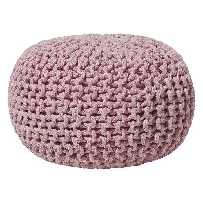 Cotton Knitted Pouffe 40 x 25 cm Pink CONRAD