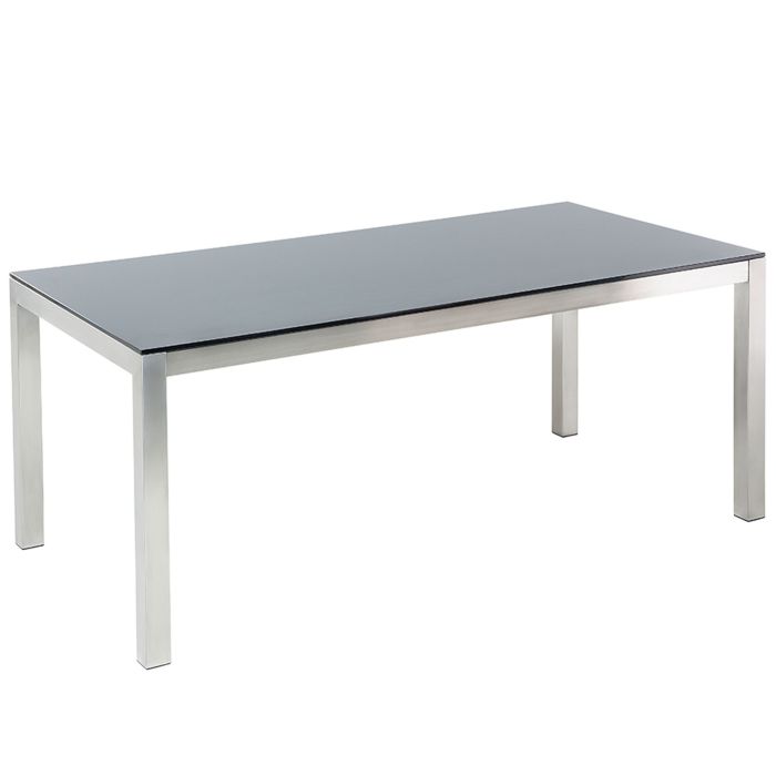Garden Dining Table Glass Top 180 x 90 cm Black GROSSETO
