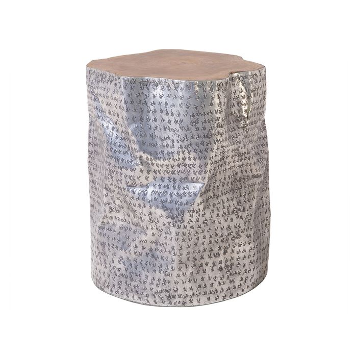 Teak Accent Side Table Silver GORDON