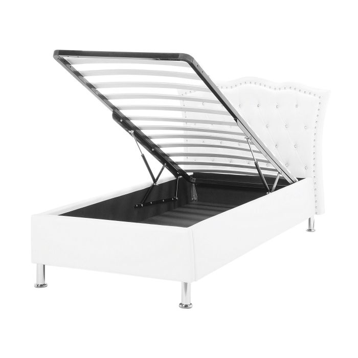Faux Leather EU Single Size Ottoman Bed White METZ