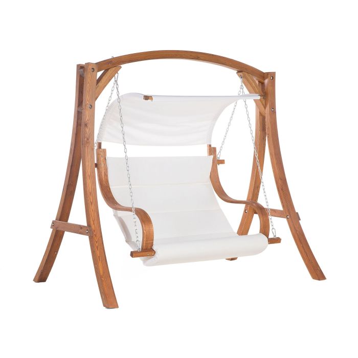 Wooden Garden Swing Light Wood and White APRILIA