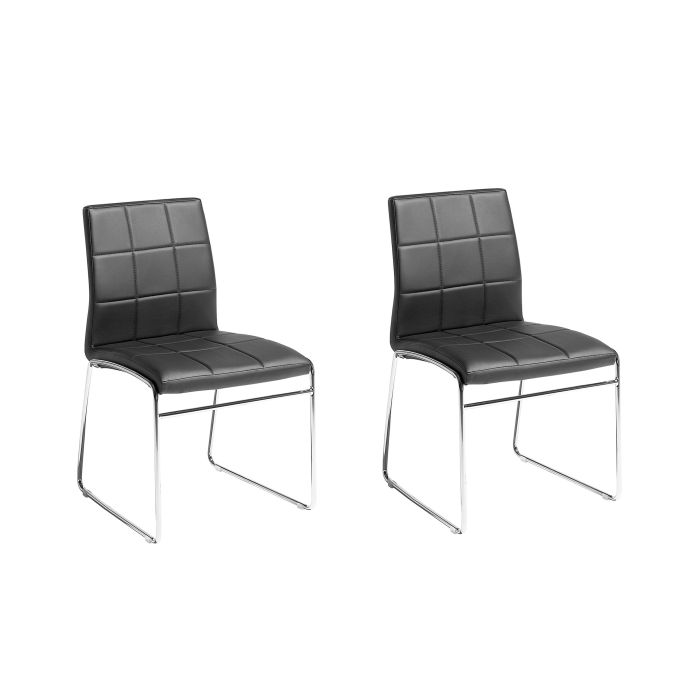Faux Leather Set of 2 Dining Chairs Black KIRON