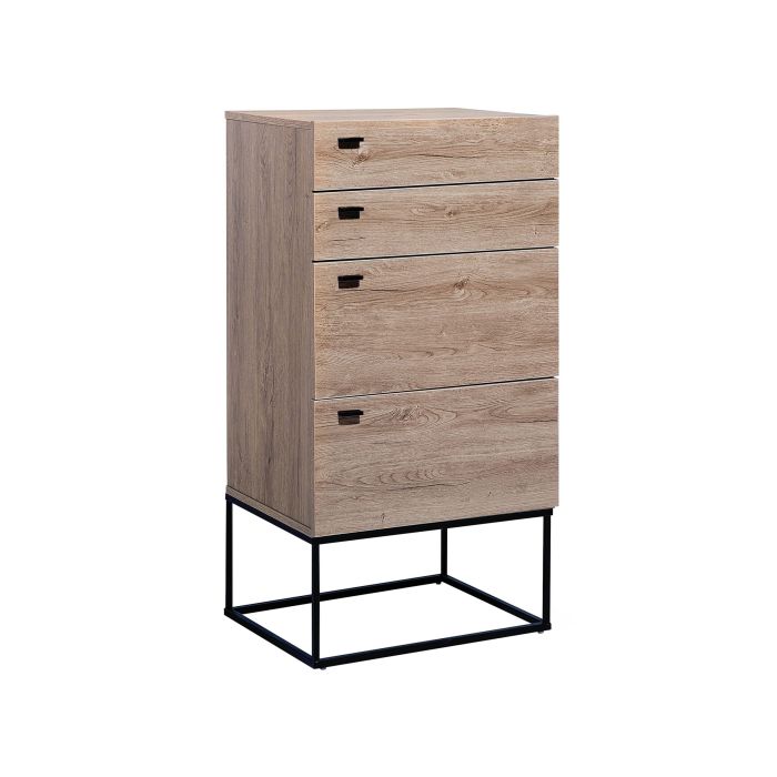 4 Drawer Chest Light Wood - Black