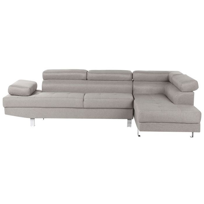 Left Hand Corner Fabric Sofa Light Grey NORREA
