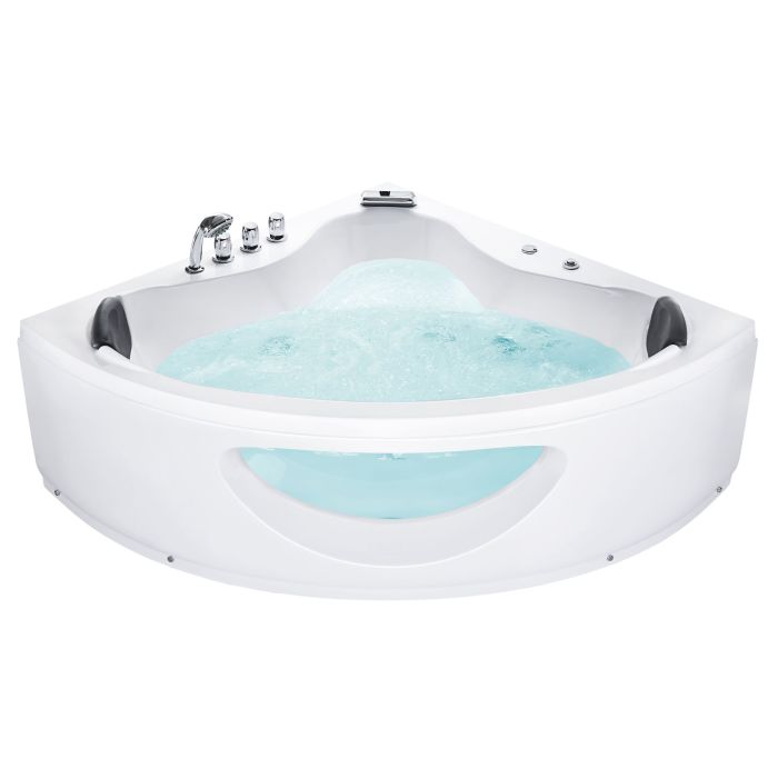 Whirlpool Corner Bath with LED 1900 x 1380 mm cm White TOCOA