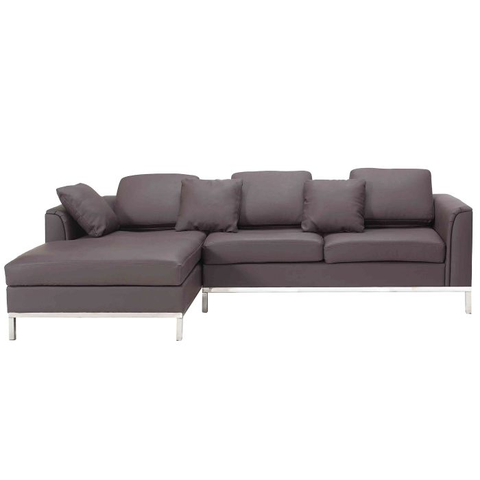 Right Hand Leather Corner Sofa Brown OSLO