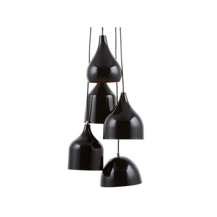 5 Light Metal Pendant Lamp Black SAVIO