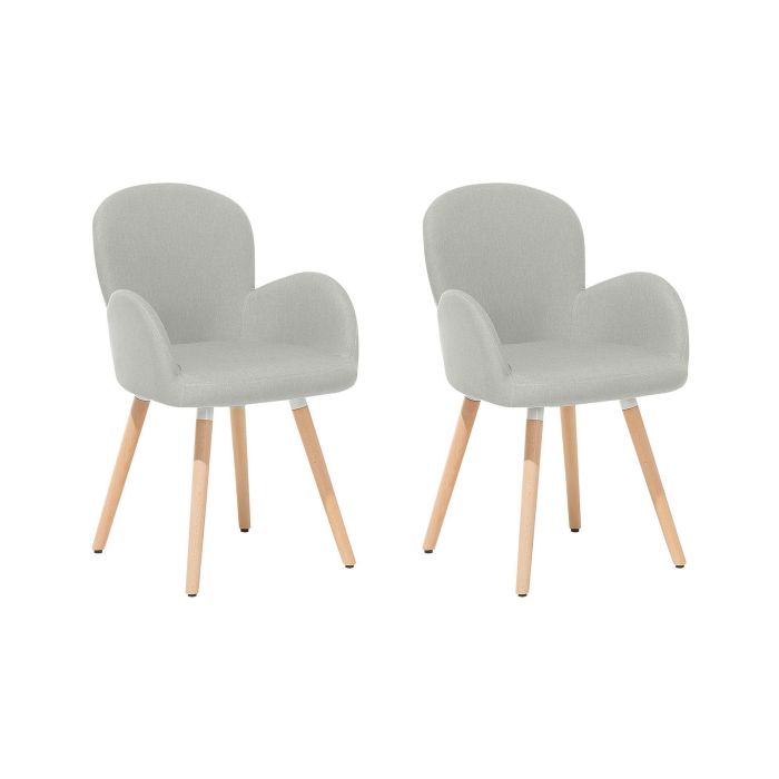 Set of 2 Fabric Dining Chairs Light Grey BROOKVILLE