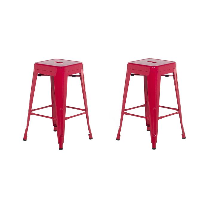 Set of 2 Bar Stools 60 cm Red CABRILLO