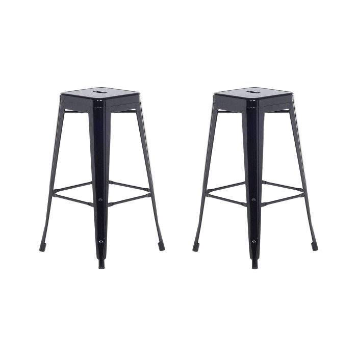 Set of 2 Bar Stools 76 cm Black CABRILLO