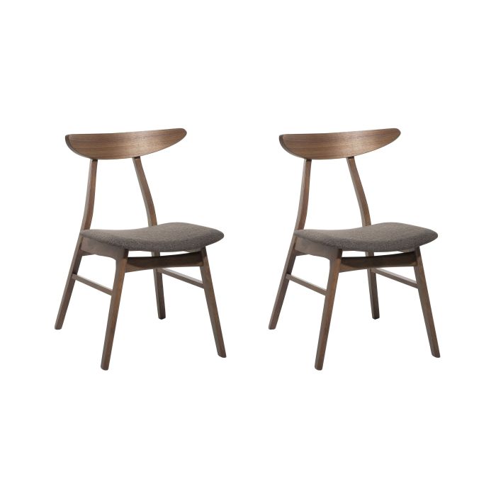 Set of 2 Wooden Dining Chairs Dark Wood and Grey LYNN