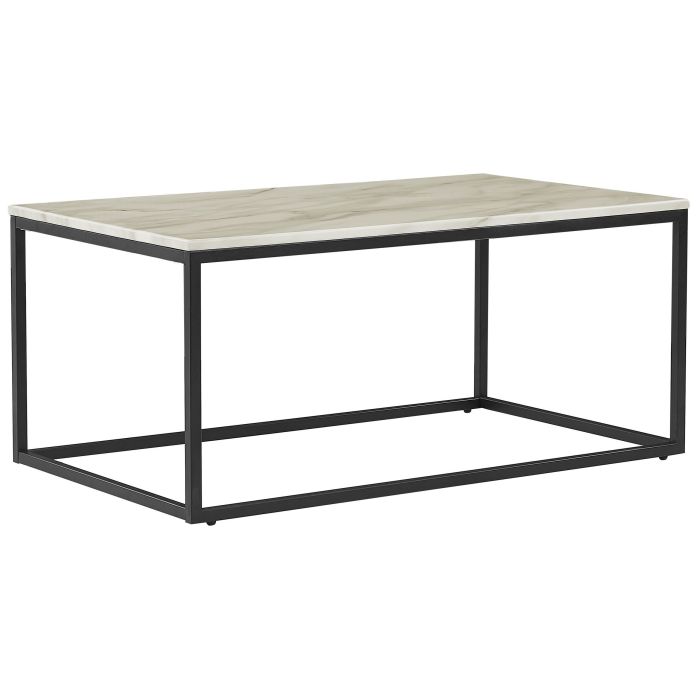 Marble Effect Coffee Table Beige and Black