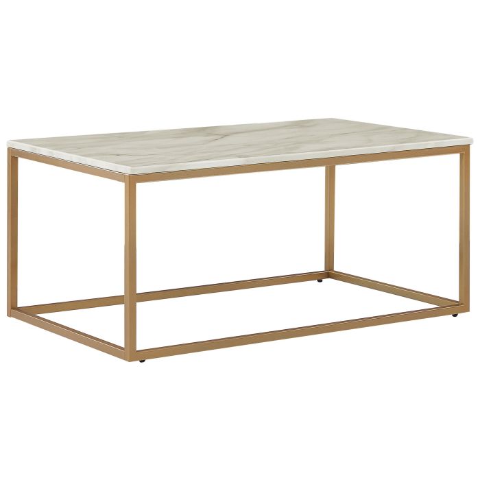 Marble Effect Coffee Table Beige and Gold