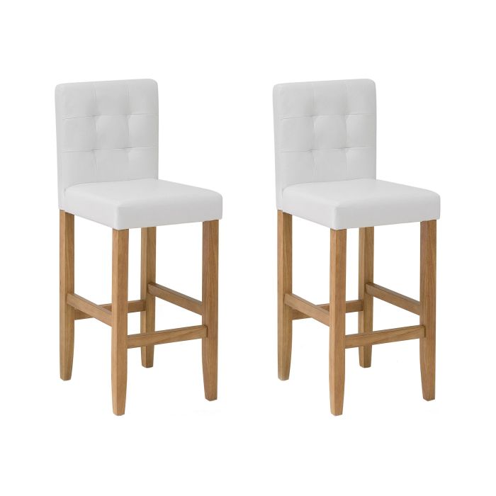Set of 2 Bar Chairs Faux Leather Off-White MADISON