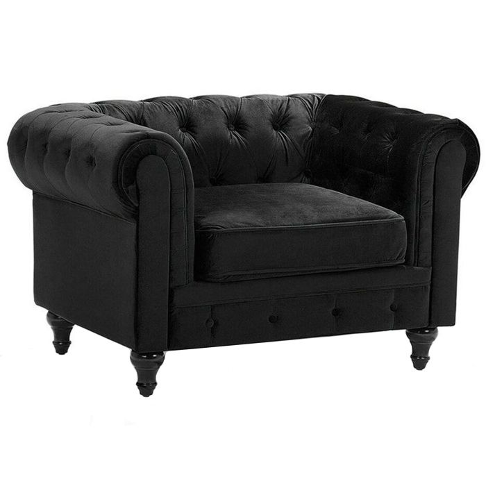 Velvet Armchair Black CHESTERFIELD