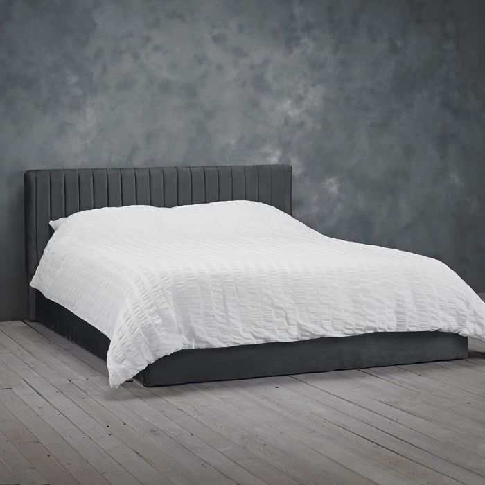 Berlin Silver Velvet Ottoman Bed - Standard Double 4ft6