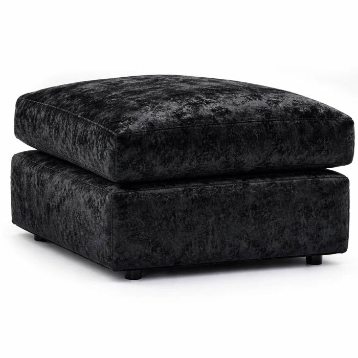 VELOURA Crush Velvet Cuhsion Footstool - Black