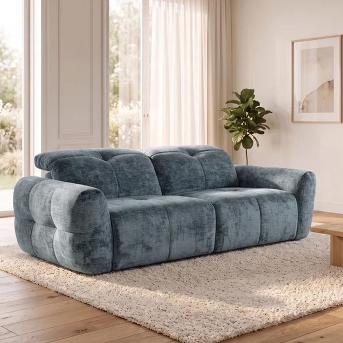 BRENT Fabric 3 Seater Sofa - Grey