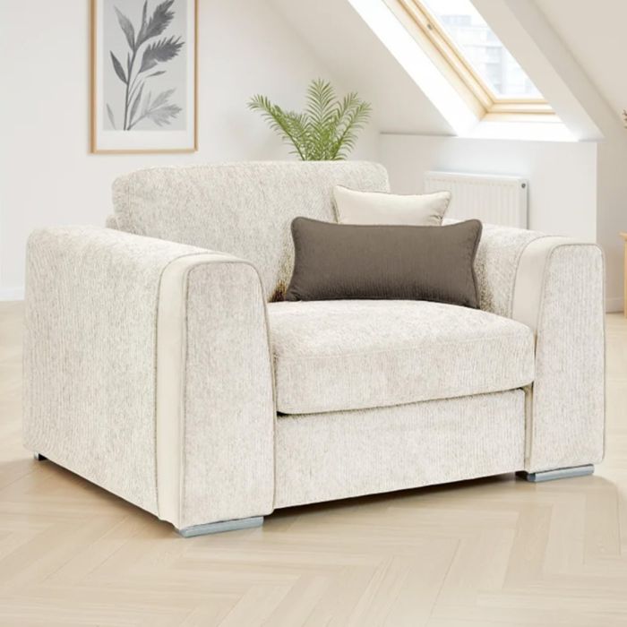 CANTRELL Chenille Fabric Armchair - Beige