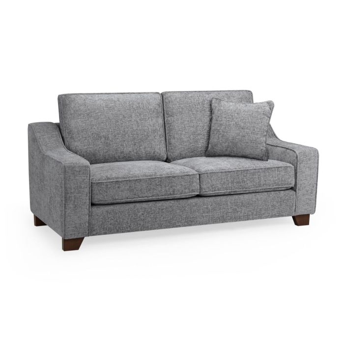 3 Seater Sofa - KAMILA Plush Fabric 3 Seater Sofa Slate 196cm