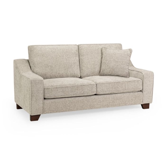 3 Seater Sofa - KAMILA Plush Fabric 3 Seater Sofa Stone 196cm