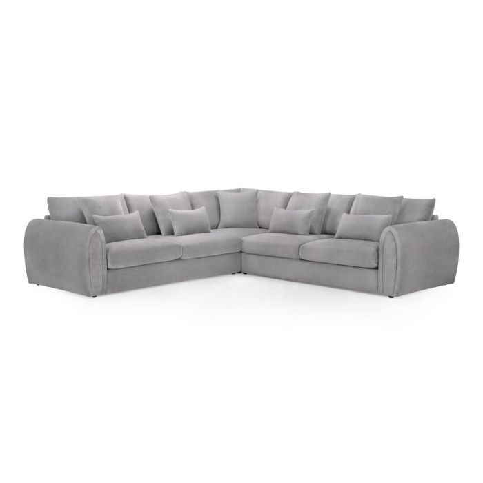 Corner Sofa - ANDREW Velvet Large Corner Sofa Grey 310cm