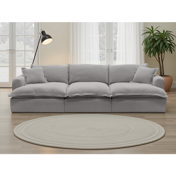 SAVRELLA Fabric 3 Seater Sofa - Grey