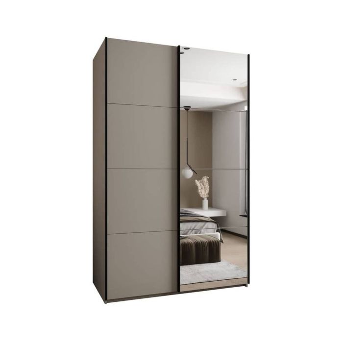 BRADLEY 2 Door Mirrored Sliding Wardrobe Beige - 160cm