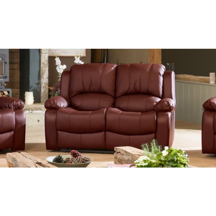2 Seater Sofa - THERMAVEL Leather Recliner Sofa - Burgundy