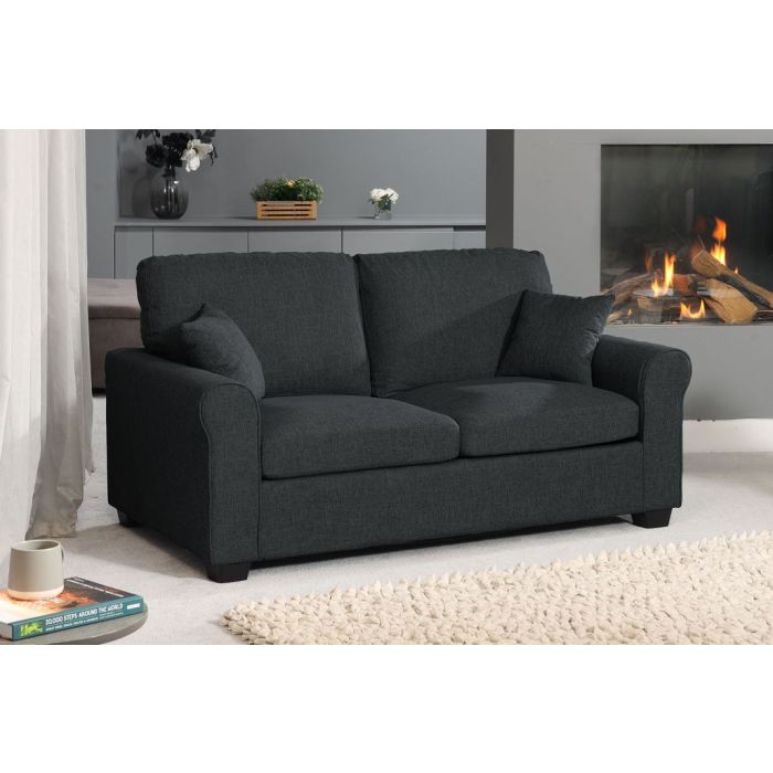 NOCERA Textured Fabric 2 Seater Sofa Bed - Black