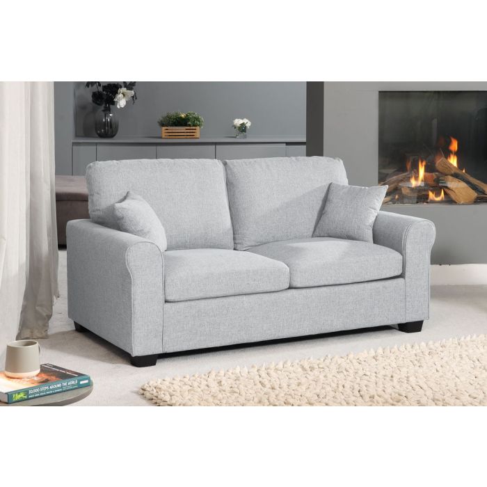 NOCERA Textured Fabric 2 Seater Sofa Bed - Light Grey