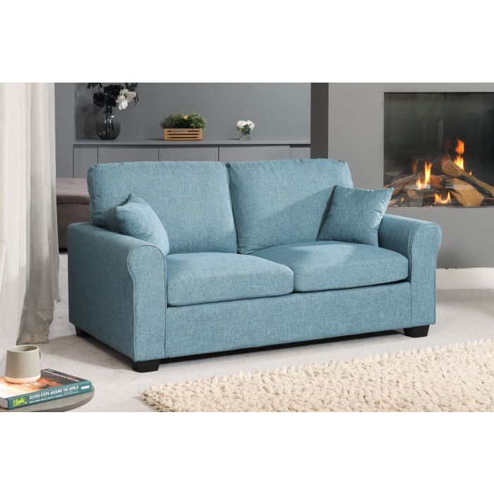 NOCERA Textured Fabric 2 Seater Sofa Bed - Teal