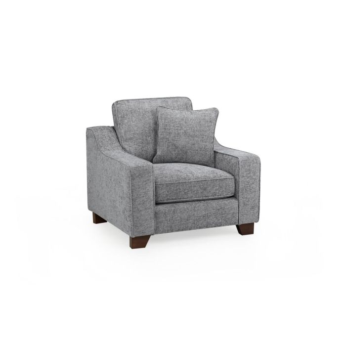 Armchair -KAMILA Plush Fabric Armchair Sofa Slate 104cm