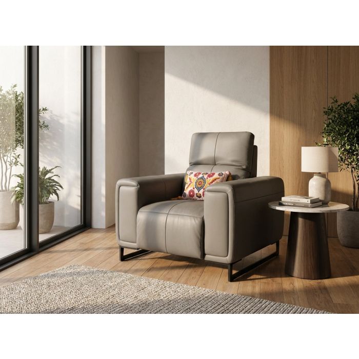 ROVELAN Leather Electric Recliner Armchair - Grey